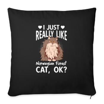 J’aime vraiment le chat de la forêt norvégienne - Housse de coussin décorative 45 x 45 cm - noir - Devant