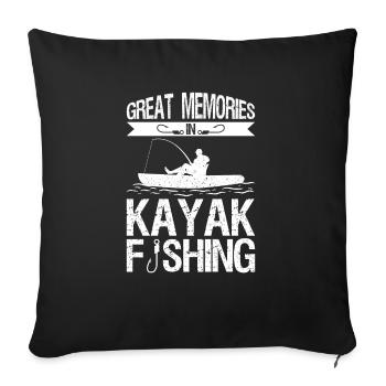 Pêche en kayak et pêche en kayak - Housse de coussin décorative 45 x 45 cm - noir - Devant