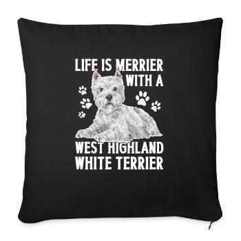 West Highland White Terrier Westie - Housse de coussin décorative 45 x 45 cm - noir - Devant