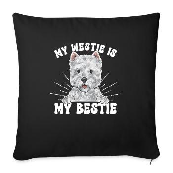 West Highland White Terrier Westie - Housse de coussin décorative 45 x 45 cm - noir - Devant