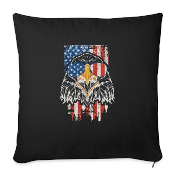 July 4 Bald Eagle Patriotic American - Sofa pillowcase 17,3'' x 17,3'' (45 x 45 cm) - black - Front