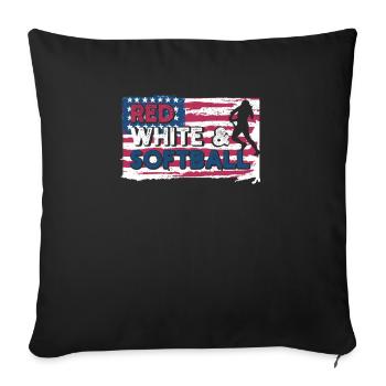 Patriotic Red, White & Softball Fourth July - Sofa pillowcase 17,3'' x 17,3'' (45 x 45 cm) - black - Front