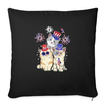 Fourth July 4 American flag Meowica cats - Sofa pillowcase 17,3'' x 17,3'' (45 x 45 cm) - black - Front