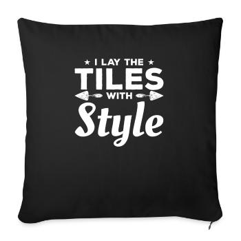 Je pose les carreaux avec des carreaux de carrelage de style - Housse de coussin décorative 45 x 45 cm - noir - Devant