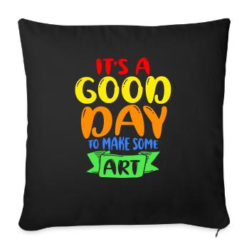 C’est une bonne journée pour faire de l’art - Housse de coussin décorative 45 x 45 cm - noir - Devant