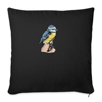 Blue I Bird motif for birdwatchers - Sofa pillowcase 17,3'' x 17,3'' (45 x 45 cm) - black - Front