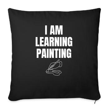J’apprends à peindre en disant anglais - Housse de coussin décorative 45 x 45 cm - noir - Devant
