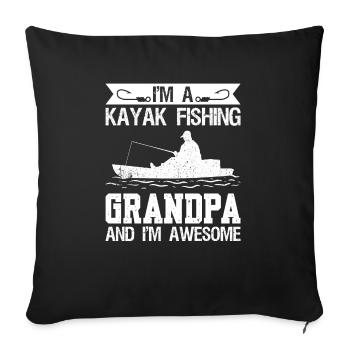 Pêche en kayak et pêche en kayak - Housse de coussin décorative 45 x 45 cm - noir - Devant
