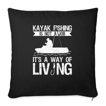 Pêche en kayak et pêche en kayak - Housse de coussin décorative 45 x 45 cm - noir - Devant