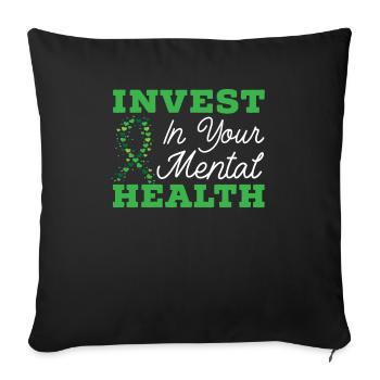 Investissez dans votre sensibilisation au suicide en santé mentale - Housse de coussin décorative 45 x 45 cm - noir - Devant