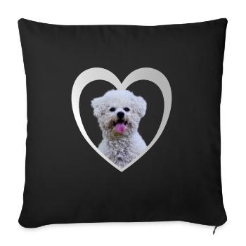Bichon Frise Heart - I love Bichon Frise - Sofa pillowcase 17,3'' x 17,3'' (45 x 45 cm) - black - Front
