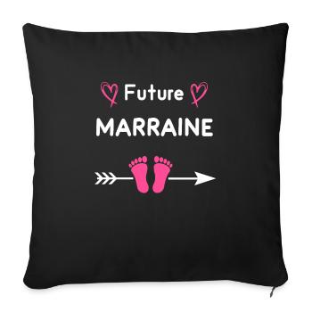 Future marraine annonce grossesse Marraine - Housse de coussin décorative 45 x 45 cm - noir - Devant