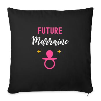 Future marraine cadeau annonce grossesse Marraine - Housse de coussin décorative 45 x 45 cm - noir - Devant