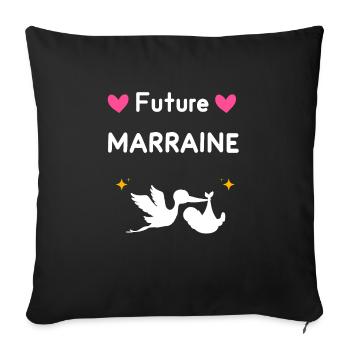 cadeau annonce grossesse Marraine Future marraine - Housse de coussin décorative 45 x 45 cm - noir - Devant