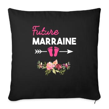 annonce grossesse pour Future marraine - Housse de coussin décorative 45 x 45 cm - noir - Devant
