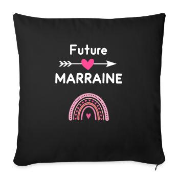 Future marraine cadeau annonce grossesse - Housse de coussin décorative 45 x 45 cm - noir - Devant
