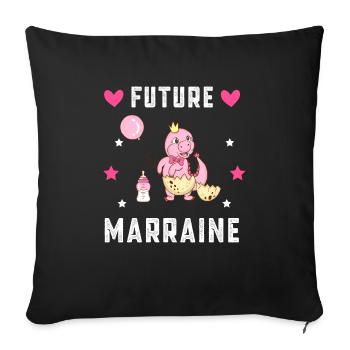 Future marraine dinosaure annonce grossesse - Housse de coussin décorative 45 x 45 cm - noir - Devant
