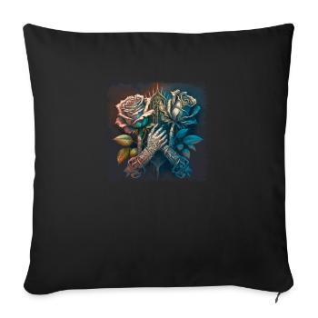 Skeleon Skull Rose Retro Rose Lover Graphic - Sofa pillowcase 17,3'' x 17,3'' (45 x 45 cm) - black - Front