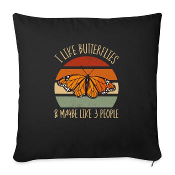 Monarque papillon monarque américain papillon monarque - Housse de coussin décorative 45 x 45 cm - noir - Devant