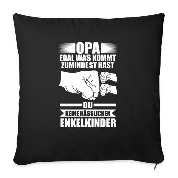 Großvater Enkelkinder Opa - Sofakissenbezug 45 x 45 cm - Schwarz - Vorne