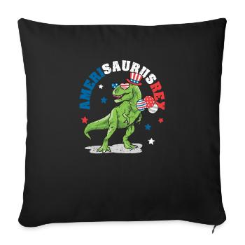 Dinosaure 4 juillet US Amerisaurus T Rex Amérique - Housse de coussin décorative 45 x 45 cm - noir - Devant
