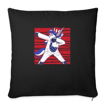 Dab Licorne 4 juillet patriotes américains - Housse de coussin décorative 45 x 45 cm - noir - Devant
