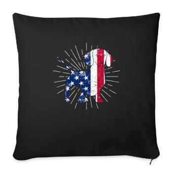 Dackel 4. Juli Amerikanische Flagge Hundeliebhaber - Sofakissenbezug 45 x 45 cm - Schwarz - Vorne