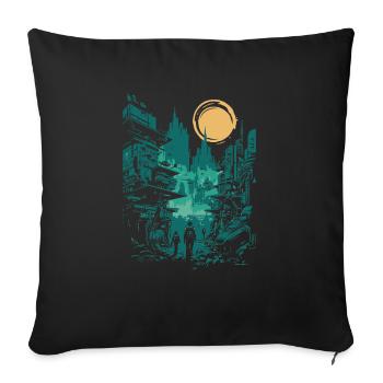 Experience the future with our Future City - Sofa pillowcase 17,3'' x 17,3'' (45 x 45 cm) - black - Front