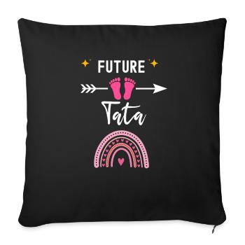 Future tata cadeau naissance tata tante - Housse de coussin décorative 45 x 45 cm - noir - Devant