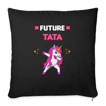 Future tata licorne dab annonce grossesse tante - Housse de coussin décorative 45 x 45 cm - noir - Devant
