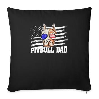 Meilleur Pitbull Dad Jamais Drapeau américain 4 juillet - Housse de coussin décorative 45 x 45 cm - noir - Devant