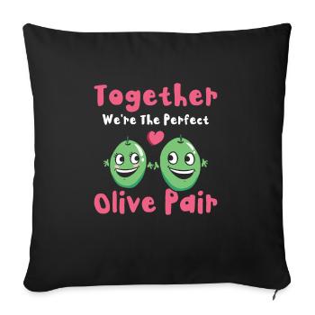 Saint-Valentin Olive Couples Rencontres Romance - Housse de coussin décorative 45 x 45 cm - noir - Devant