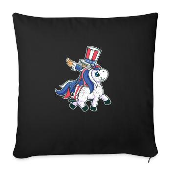 Riding Unicorn Lovers 4 juillet Mericorn patriot - Housse de coussin décorative 45 x 45 cm - noir - Devant