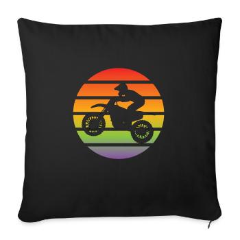 Moto Motocycliste Motocross Fan de moto - Housse de coussin décorative 45 x 45 cm - noir - Devant