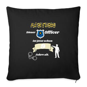 Polizei - 9. Geburtstag, für alle Polizeifans - Sofakissenbezug 45 x 45 cm - Schwarz - Vorne