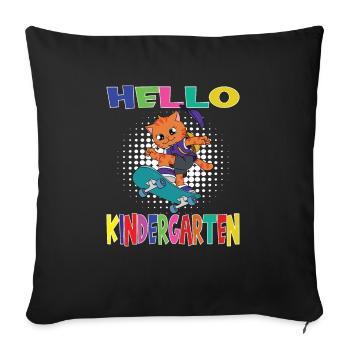 Bonjour Kindergarten Skateboarding Cat - Housse de coussin décorative 45 x 45 cm - noir - Devant