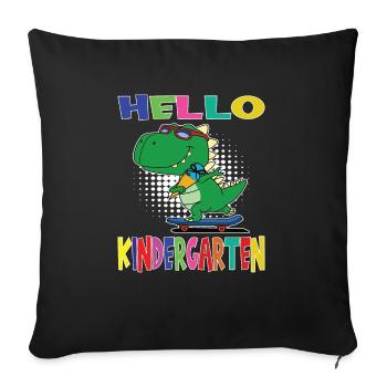 Bonjour Kindergarten Skateboarding Dino - Housse de coussin décorative 45 x 45 cm - noir - Devant
