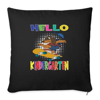 Hello Kindergarten Skateboarding Dog - Sofa pillowcase 17,3'' x 17,3'' (45 x 45 cm) - black - Front