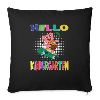 Hello Kindergarten Skateboarding Pig - Sofa pillowcase 17,3'' x 17,3'' (45 x 45 cm) - black - Front