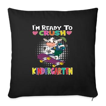 I'm Ready To Crush Kindergarten Skateboarding Cow - Sofa pillowcase 17,3'' x 17,3'' (45 x 45 cm) - black - Front