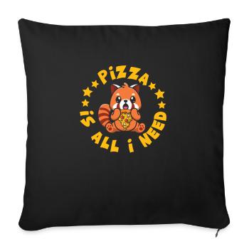 Cute Animal Red Panda Pizza Fan Eating Fast Food - Sofa pillowcase 17,3'' x 17,3'' (45 x 45 cm) - black - Front