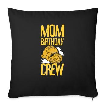 Mom Of The Birthday Crew - Birthday Construction - Sofa pillowcase 17,3'' x 17,3'' (45 x 45 cm) - black - Front