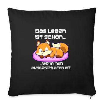 Ausgeschlafen Fuchs Schlafen - Sofakissenbezug 45 x 45 cm - Schwarz - Vorne