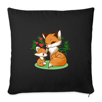 Fox Mama Baby - Sofa pillowcase 17,3'' x 17,3'' (45 x 45 cm) - black - Front