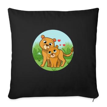 Lion Mama Baby - Sofa pillowcase 17,3'' x 17,3'' (45 x 45 cm) - black - Front