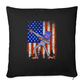 Dabbing Bigfoot 4 juillet Sasquatch Américain - Housse de coussin décorative 45 x 45 cm - noir - Devant