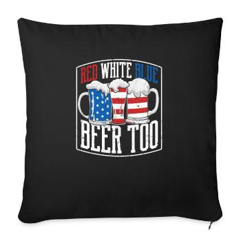 Rot Weiß Blau und Bier Zu 4. Juli US Flagge - Sofakissenbezug 45 x 45 cm - Schwarz - Vorne