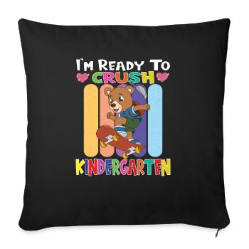 Skateboard Bear Je suis prêt à écraser la maternelle - Housse de coussin décorative 45 x 45 cm - noir - Devant