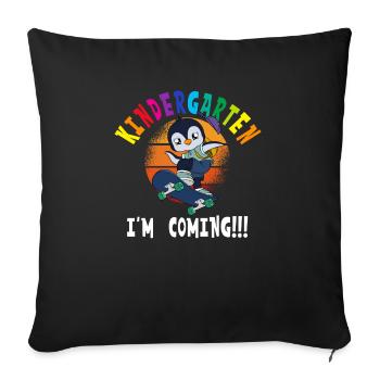 Kindergarten I'm Coming Penguin Skateboarding - Sofa pillowcase 17,3'' x 17,3'' (45 x 45 cm) - black - Front