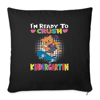 Skateboarding Cat I'm Ready To Crush Kindergarten - Sofa pillowcase 17,3'' x 17,3'' (45 x 45 cm) - black - Front